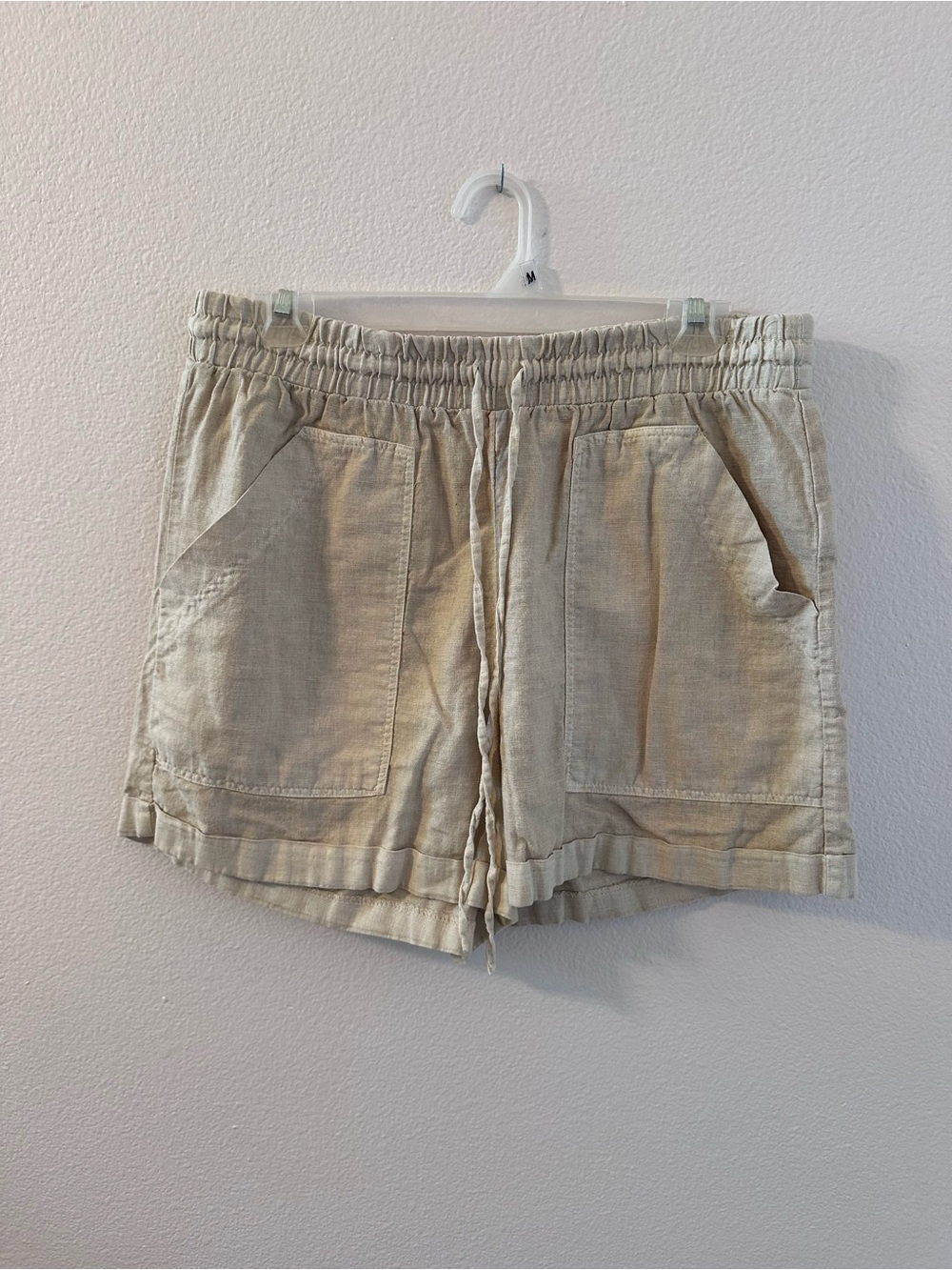 Universal Thread Women's High Waist Drawstring Linen Blend Shorts - Beige